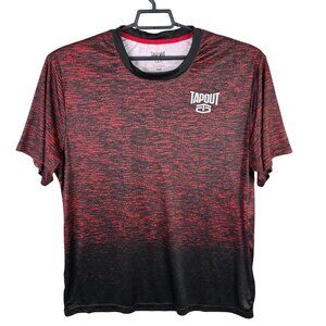 Mens Tapout Red & Black Gradient Performance T Shirt Short Sleeve Polyester XXL